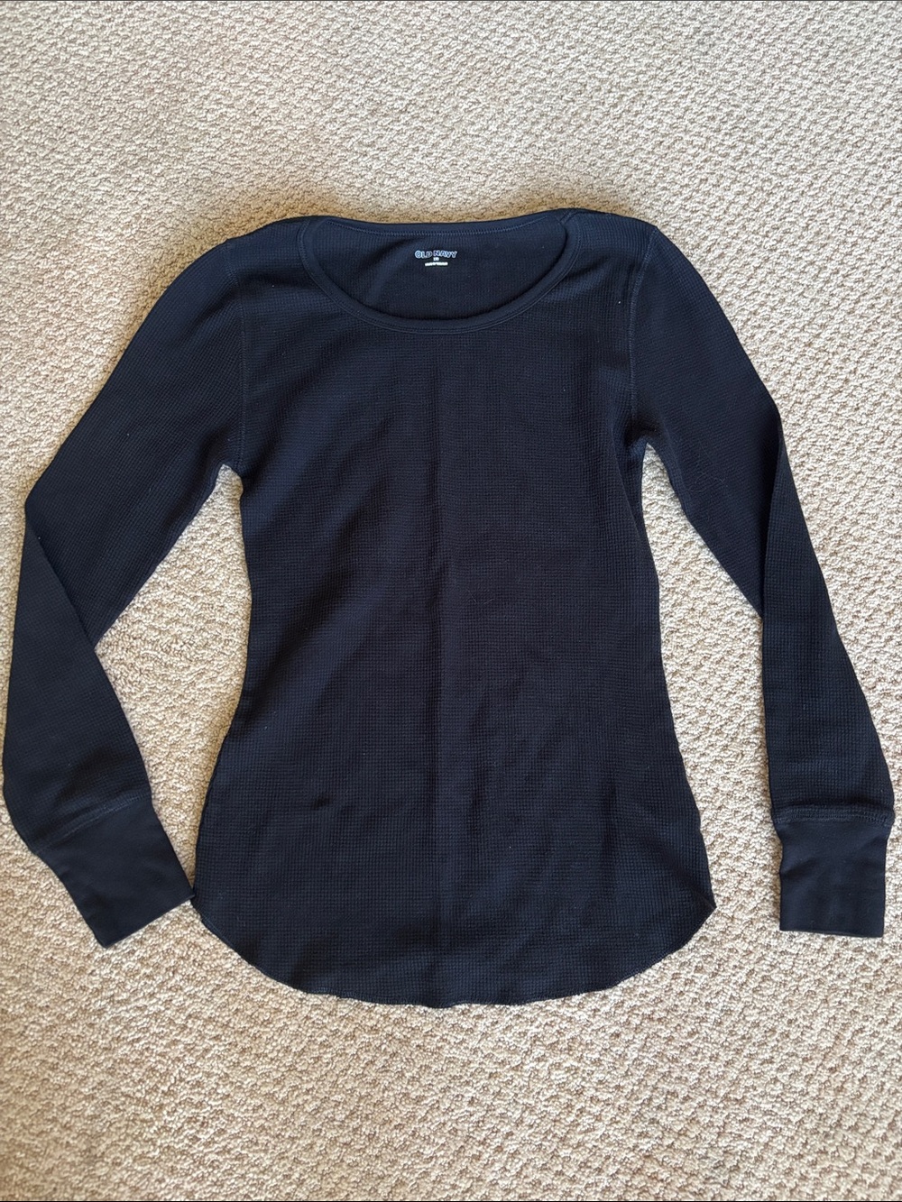 Worn Once Old Navy Black Long Sleeve Scoop Neck Thermal Top